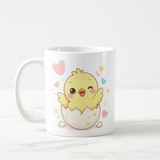 Café Caneca Personalizada de Frango Bebê Fofo Saindo do (Esquerda)