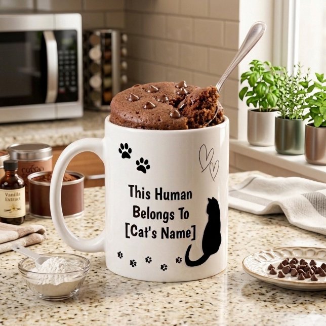Café Caneca Personalizada de Gato Preto (Personalized coffee mug for cat lovers)