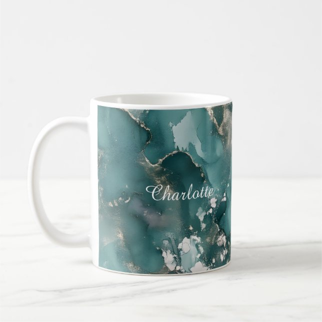 Café Caneca Personalizada de Luxo com Padrão de Mármore (Esquerda)