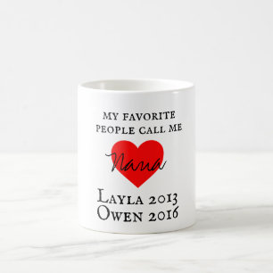 Café caneca personalizada de Nana com nomes