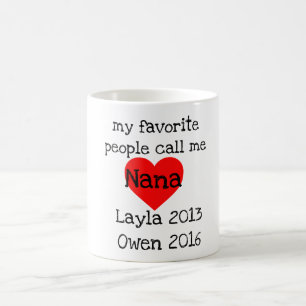 Café caneca personalizada de Nana com nomes