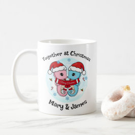 Café Caneca Personalizada de Natal com Casal de Cavalos