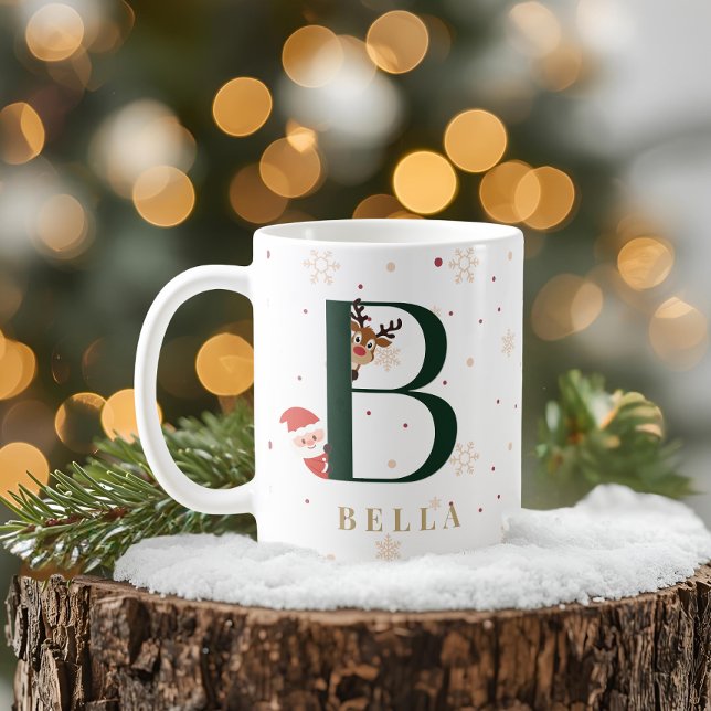 Café Caneca Personalizada de Natal com Monograma B (Criador carregado)