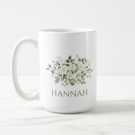 Café Caneca Personalizada de Noiva com Floral Branco