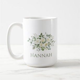 Café Caneca Personalizada de Noiva com Floral Branco