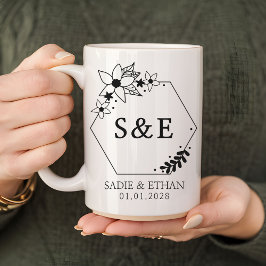 Café Caneca Personalizada de Noiva e Noivo Monograma Le
