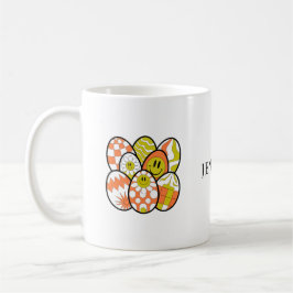 Café Caneca Personalizada de Ovo de Páscoa Retro Groovy