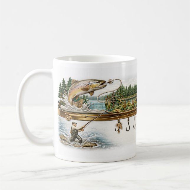 Café Caneca Personalizada de Pesca, Presente para Pesca (Esquerda)