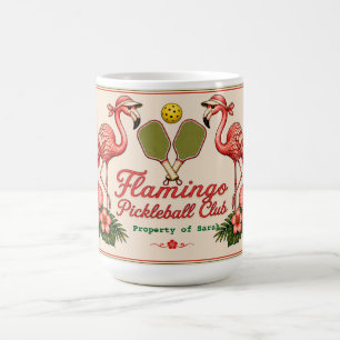 Café Caneca Personalizada de Pickleball Flamingo Retro