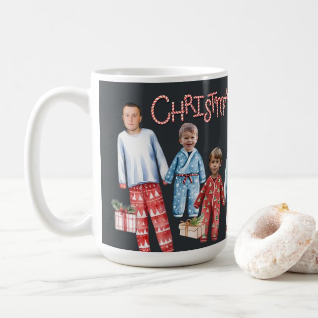 Café Caneca Personalizada de Pijamas de Natal (Com Donut)
