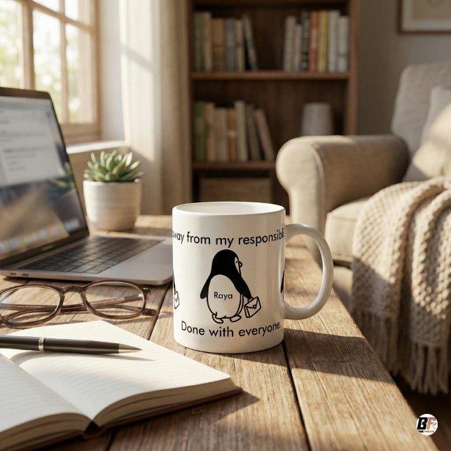 Café Caneca Personalizada de Pinguim 'Acabado com Todos (Criador carregado)