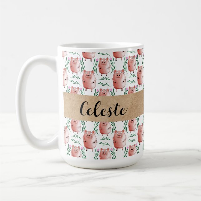 Café Caneca Personalizada de Porco – Presente de Animal (Esquerda)