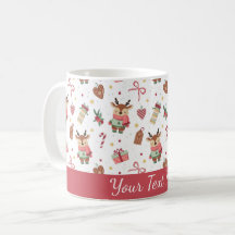 Caneca Personalizada de Rena de Natal Fofa