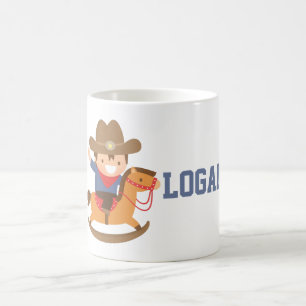 Café Caneca Personalizada de Vaqueiro Fofo em Cavalo de