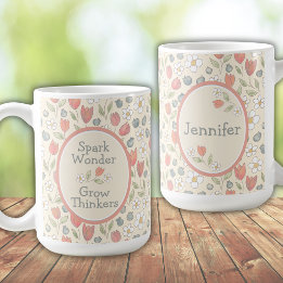 Café Caneca Personalizada de Volta às Aulas Floral para