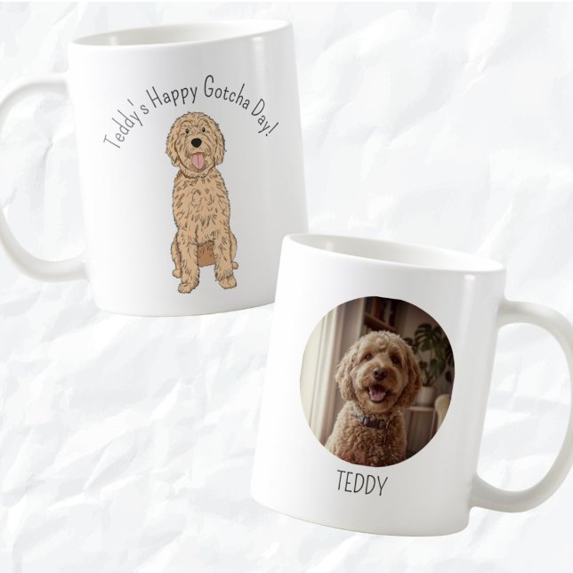 Café Caneca Personalizada Dia de Adoção Golden Doodle F (Criador carregado)