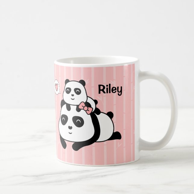 Café Caneca Personalizada Filhote de Panda Fofo e Mamãe (Direita)