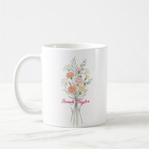 Café Caneca Personalizada Flor de Nascimento Aquarela C