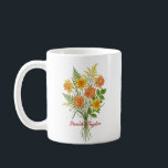 Café Caneca Personalizada Flor de Nascimento em Aquarel<br><div class="desc">Celebre uma conexão especial com nossa Caneca Personalizada com Flor de Nascimento em Aquarela. Com uma ilustração floral que representa a beleza única do mês de nascimento, esta caneca combina estilo artístico com funcionalidade cotidiana. As texturas suaves e etéreas da aquarela sobressaem contra a cerâmica nítida, criando uma peça que...</div>