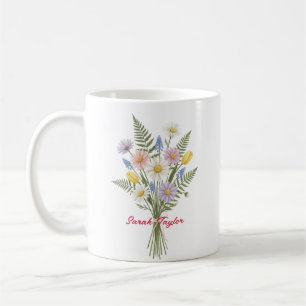 Café Caneca Personalizada Flor de Nascimento em Aquarel