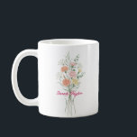 Café Caneca Personalizada Flor de Nascimento em Aquarel<br><div class="desc">Celebre uma conexão especial com nossa Caneca Personalizada com Flor de Nascimento em Aquarela. Com uma ilustração floral que representa a beleza única do mês de nascimento, esta caneca combina estilo artístico com funcionalidade cotidiana. As texturas suaves e etéreas da aquarela sobressaem contra a cerâmica nítida, criando uma peça que...</div>