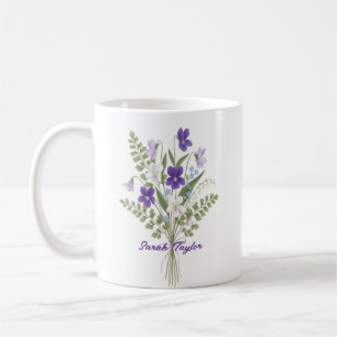 Café Caneca Personalizada Flor de Nascimento em Aquarel