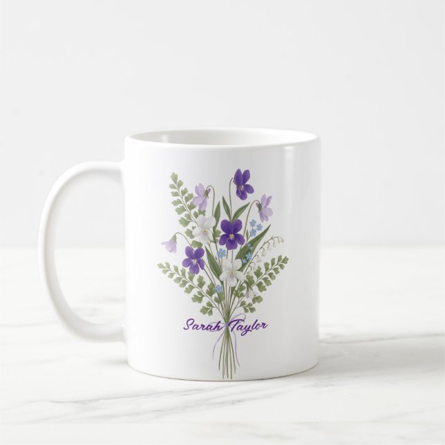 Café Caneca Personalizada Flor de Nascimento em Aquarel (Esquerda)