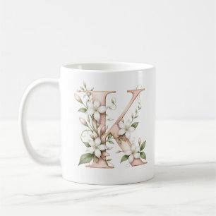 Café Caneca Personalizada Floral Letra K Flor de Jasmim