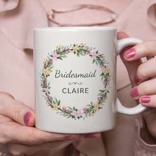 Café Caneca Personalizada Floral para Dama de Honra