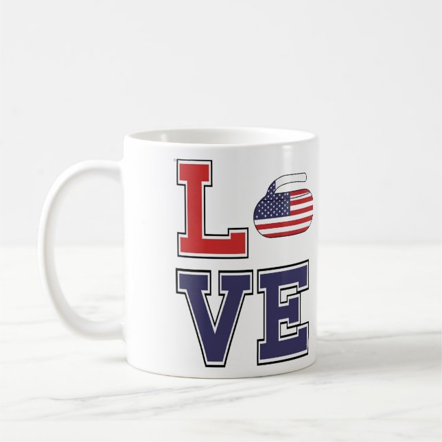 Café Caneca Personalizada LOVE o Esporte de Curling EUA (Esquerda)