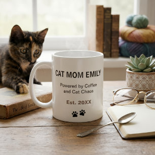 Café Caneca Personalizada Mãe de Gato Engraçada Nome Pe