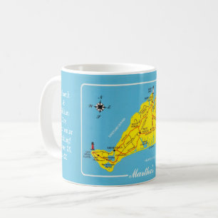 Café Caneca Personalizada Mapa de Martha's Vineyard