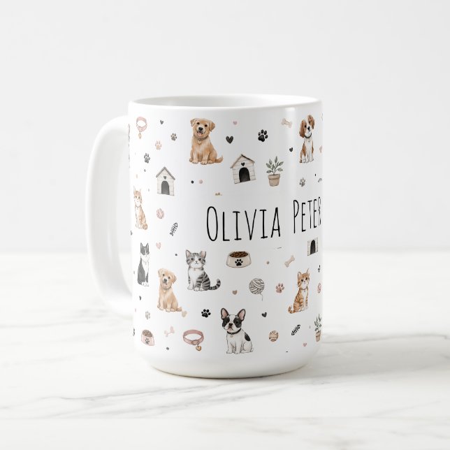 Café Caneca Personalizada para Amantes de Animais de Es (Frente Esquerda)