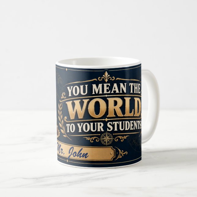 Café Caneca Personalizada para Professor de Geografia,  (Frente Esquerda)