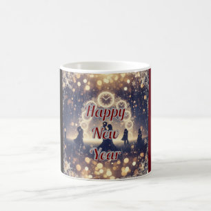 Café Caneca Personalizada Relógio de Meia-Noite Ano Nov