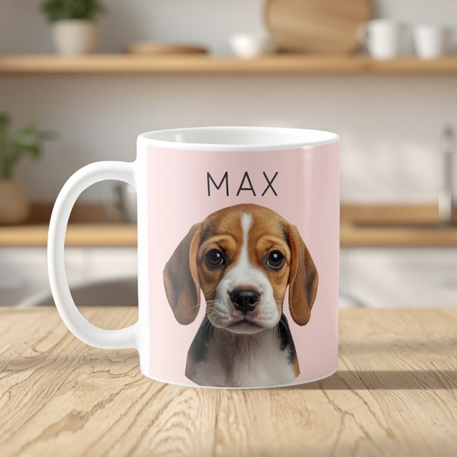 Café Caneca Personalizada Rosa Bege com Foto de Cachorr (Criador carregado)