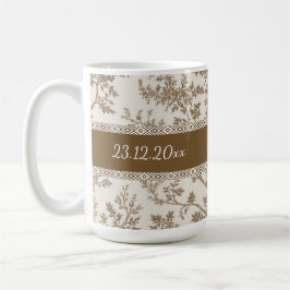 Café Caneca Personalizada Toile De Jouy Nome Data