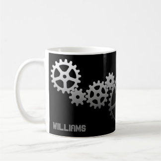 Café Caneca personalizável com padrão de engrenagens