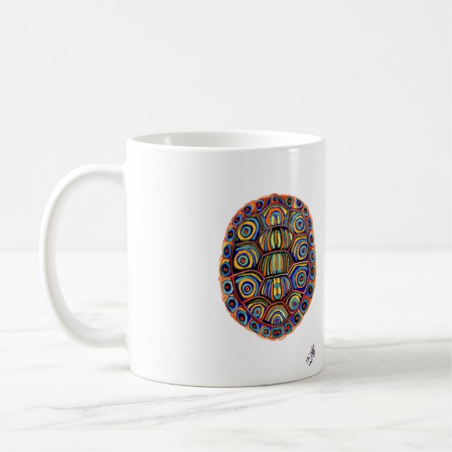 Café Caneca pintada de Shell da tartaruga (Esquerda)