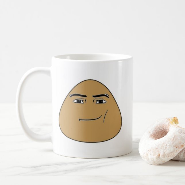 Café caneca pou com rosto de homem (Com Donut)