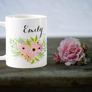 Café Caneca Presente para Damas de Honra com Flores Ros