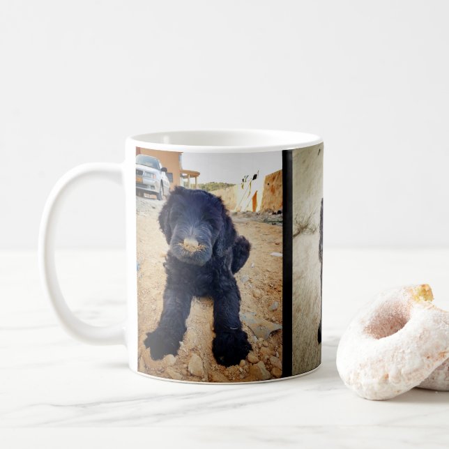Café Caneca preta de Terrier do russo (Com Donut)