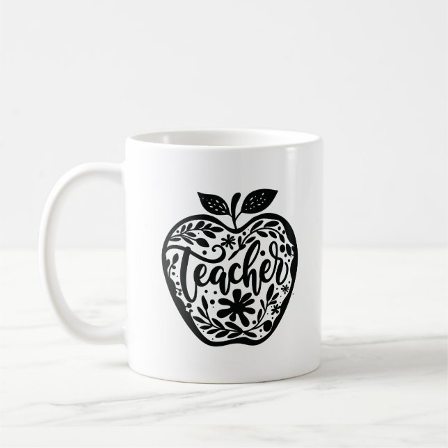 Café Caneca Preta e Branca de Agradecimento ao Professo (Esquerda)