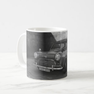 Café Caneca preto e branco do carro de Mini Cooper do