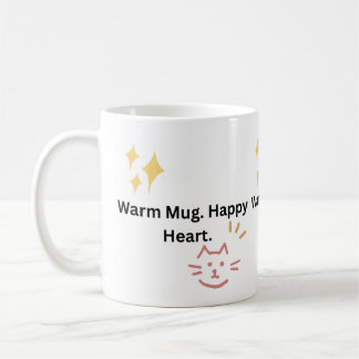 Café Caneca Quente. Coração Feliz. Tipografia de Gato F