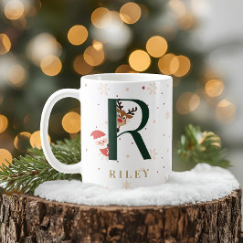 Café Caneca R de Monograma de Natal Personalizada