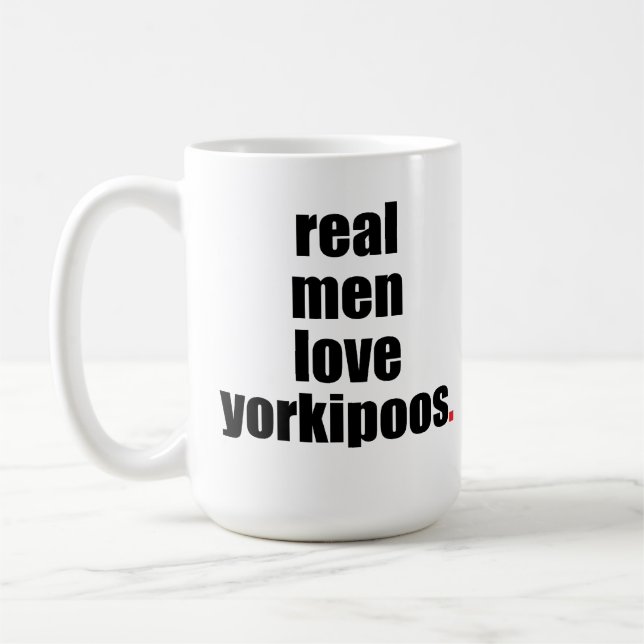 Café Caneca real de Yorkipoos do amor dos homens (Esquerda)