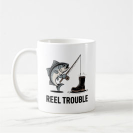 Café Caneca Reel Trouble – Presente Divertido de Pesca 