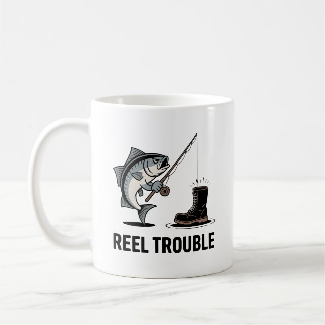 Café Caneca Reel Trouble – Presente Divertido de Pesca  (Esquerda)