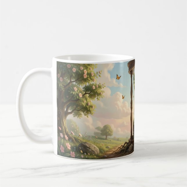 Café Caneca Relógio de Areia Fantasia Tempo em Flor (Esquerda)